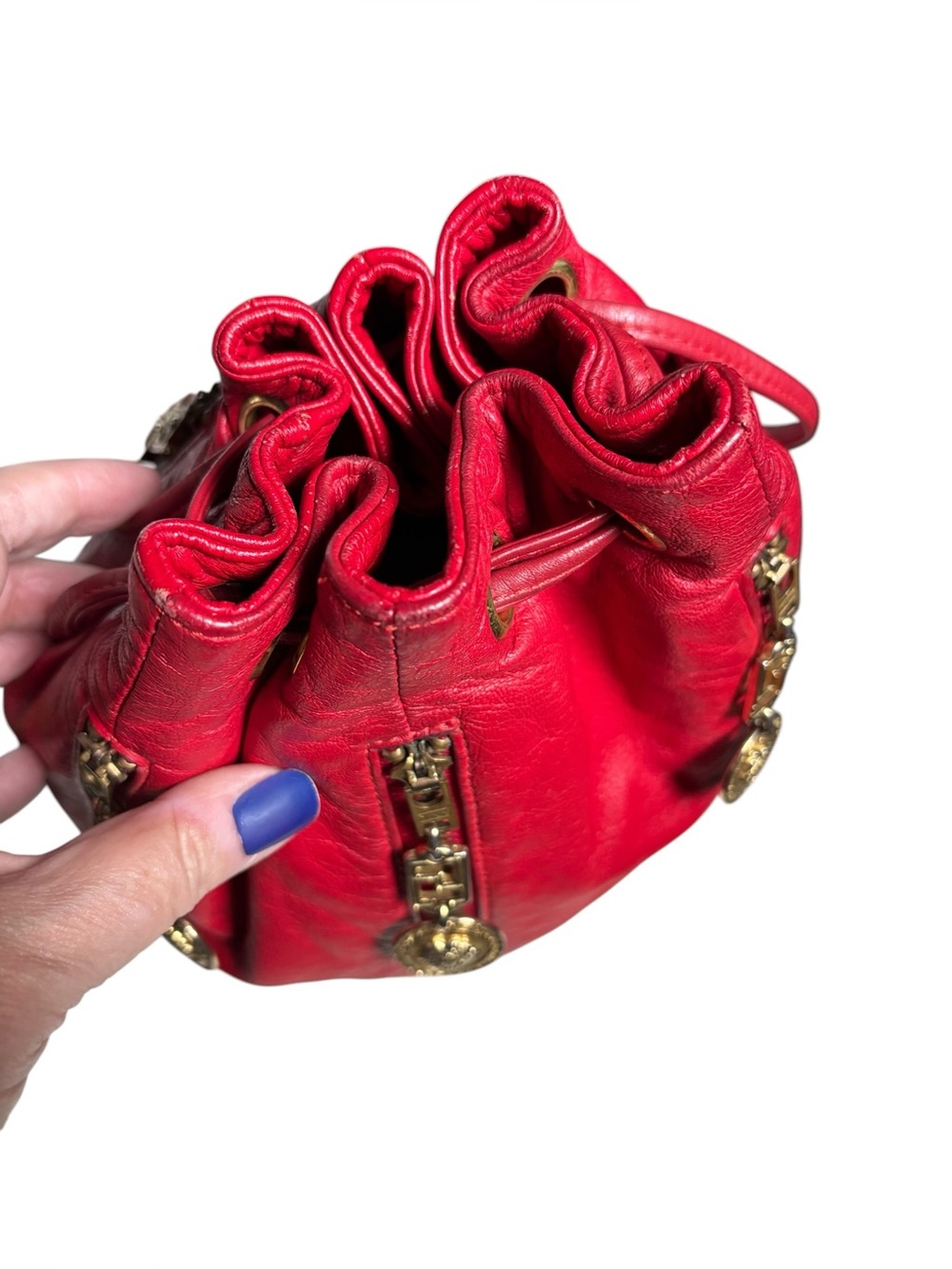 Vintage Versace-Inspired Red bucket Bag - Picture 4 of 15